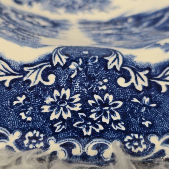 Vintage Grindley Staffordshire Plate Dessert Blue Talbot English Country Inns - Picture 5 of 12